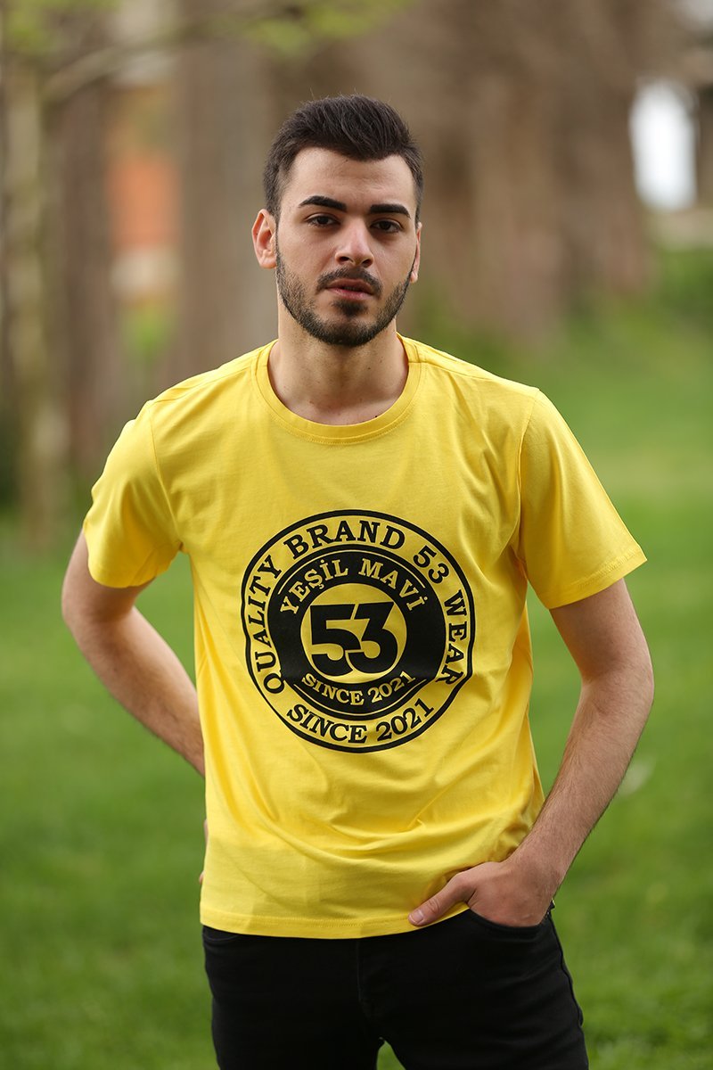 Since 2021 Baskılı Bisiklet Yaka Sarı T-Shirt Unisex